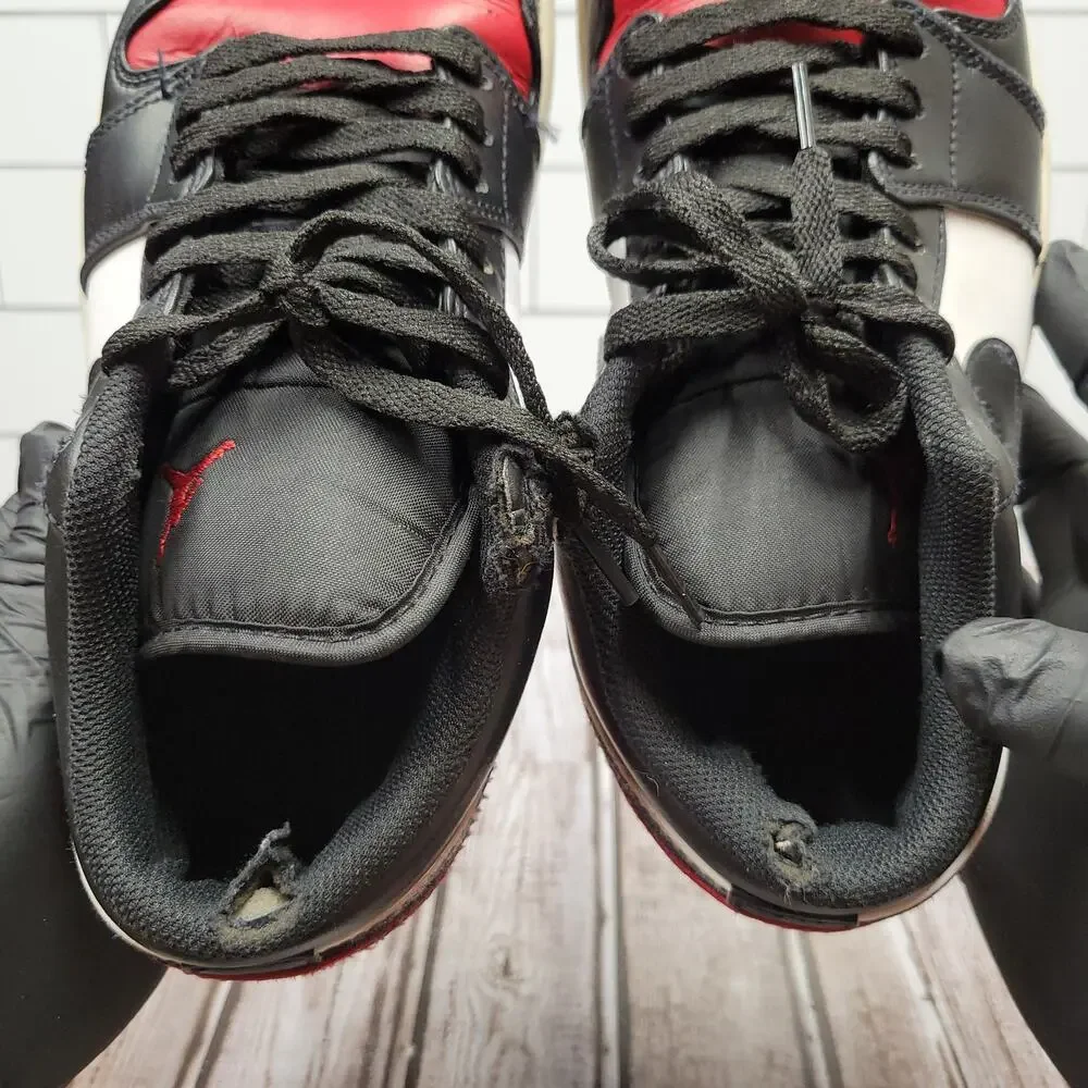 Air Jordan 1 Low Black Toe Gym Red White Men's Size 8.5 553558-161 Shoes
